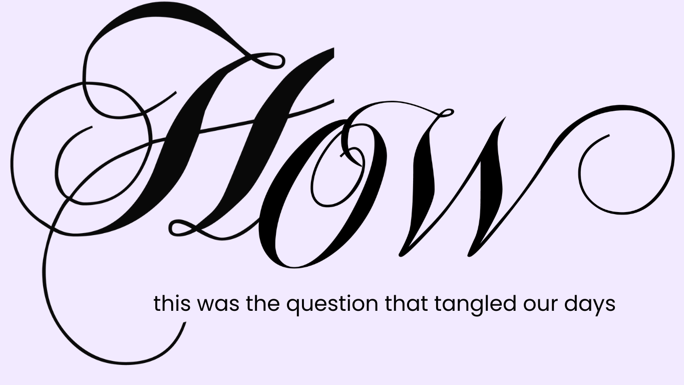 How . . . this was the question that tangled our days